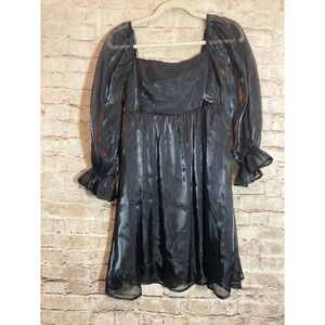 Cousin Couture Organza Babydoll Dress Medium Black Satin Dark Romantic Grunge